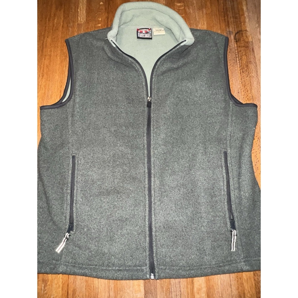 Destination 10,000 Ft Above Sea Level Green Fleece Zipper Vest Men's Size XL A47